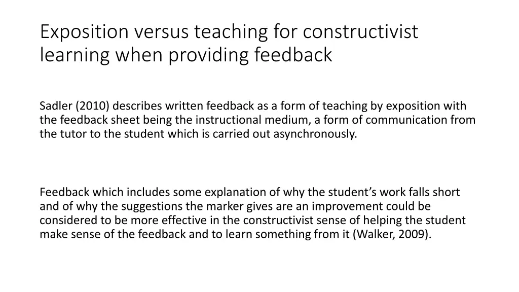 exposition versus teaching for constructivist