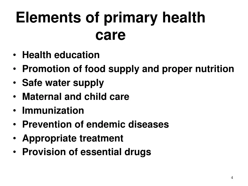 elements of primary health care