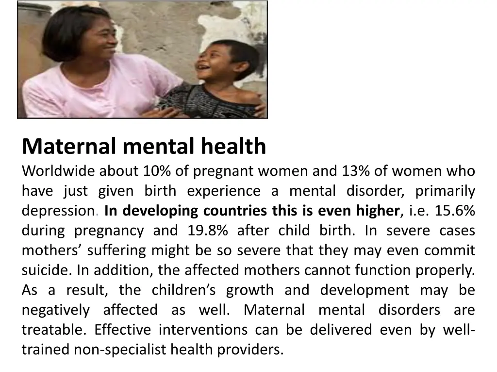 maternal mental health worldwide about