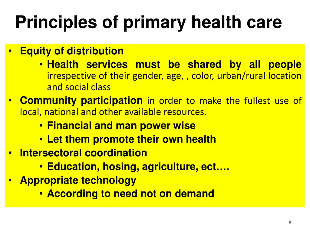 principles of primary health care