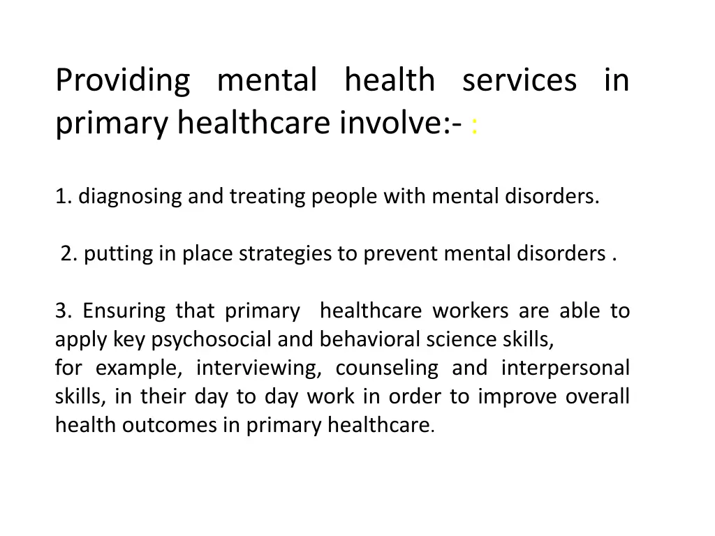 providing mental health services in primary