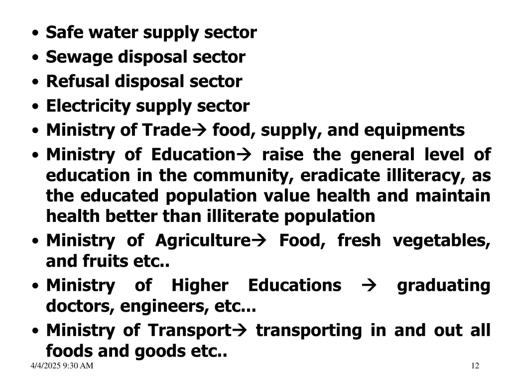 safe water supply sector sewage disposal sector