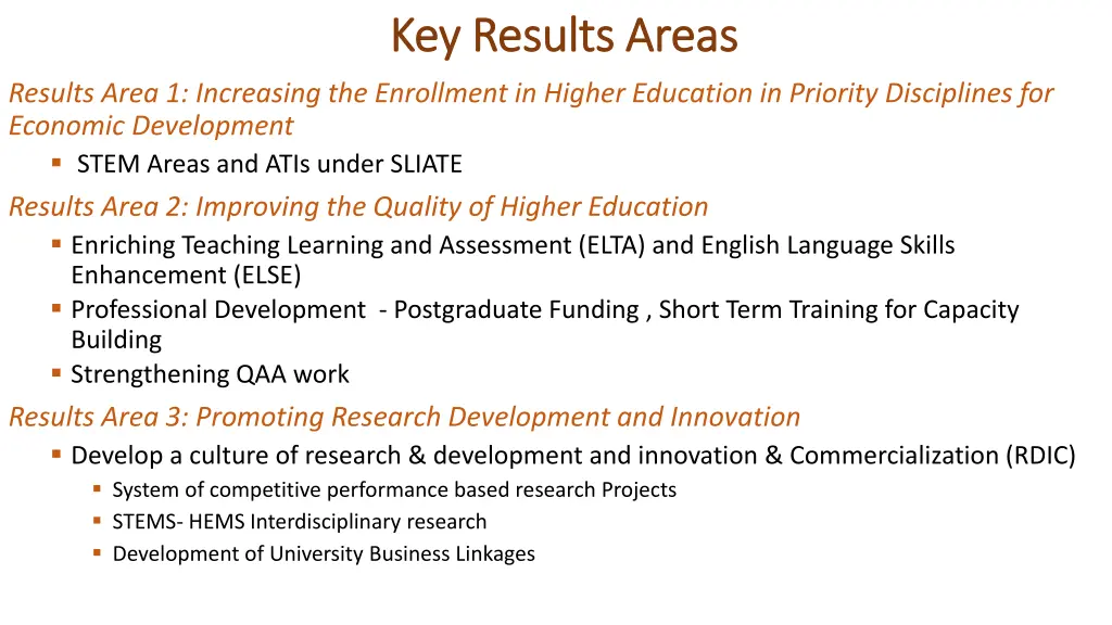 key results areas key results areas