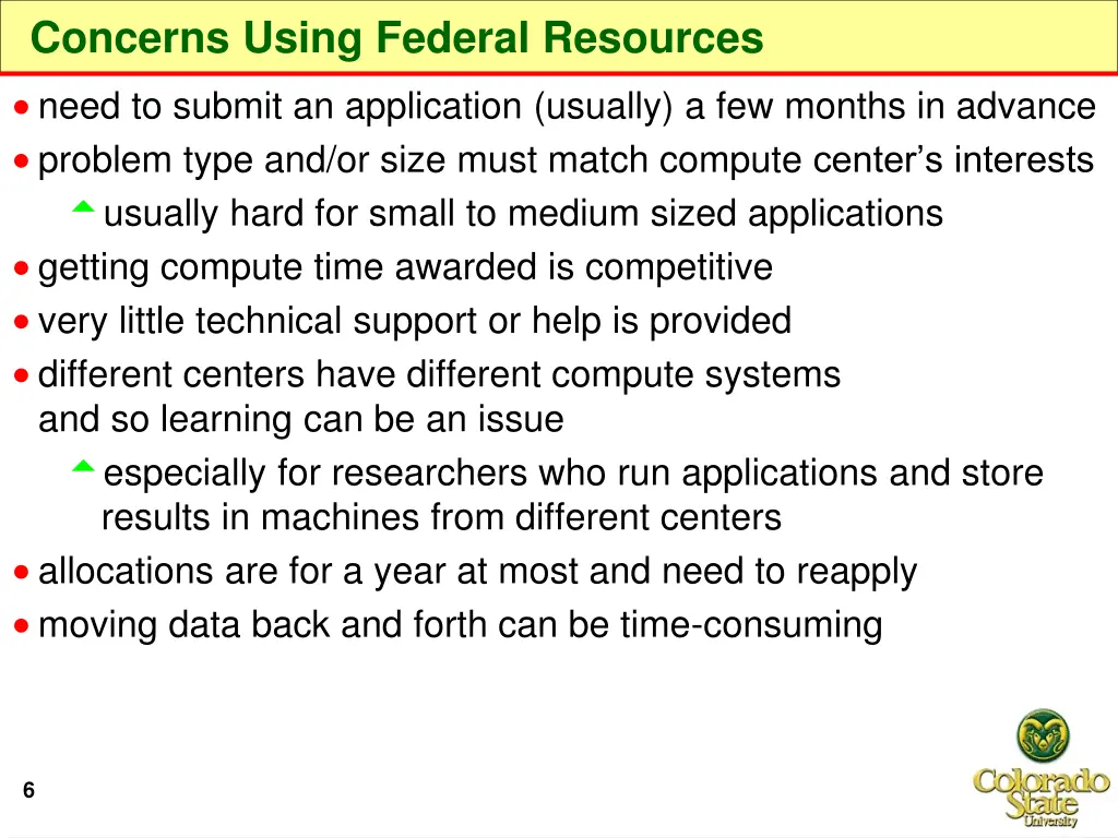 concerns using federal resources