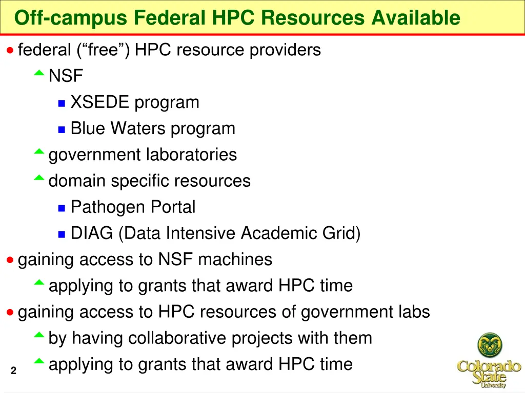 off campus federal hpc resources available