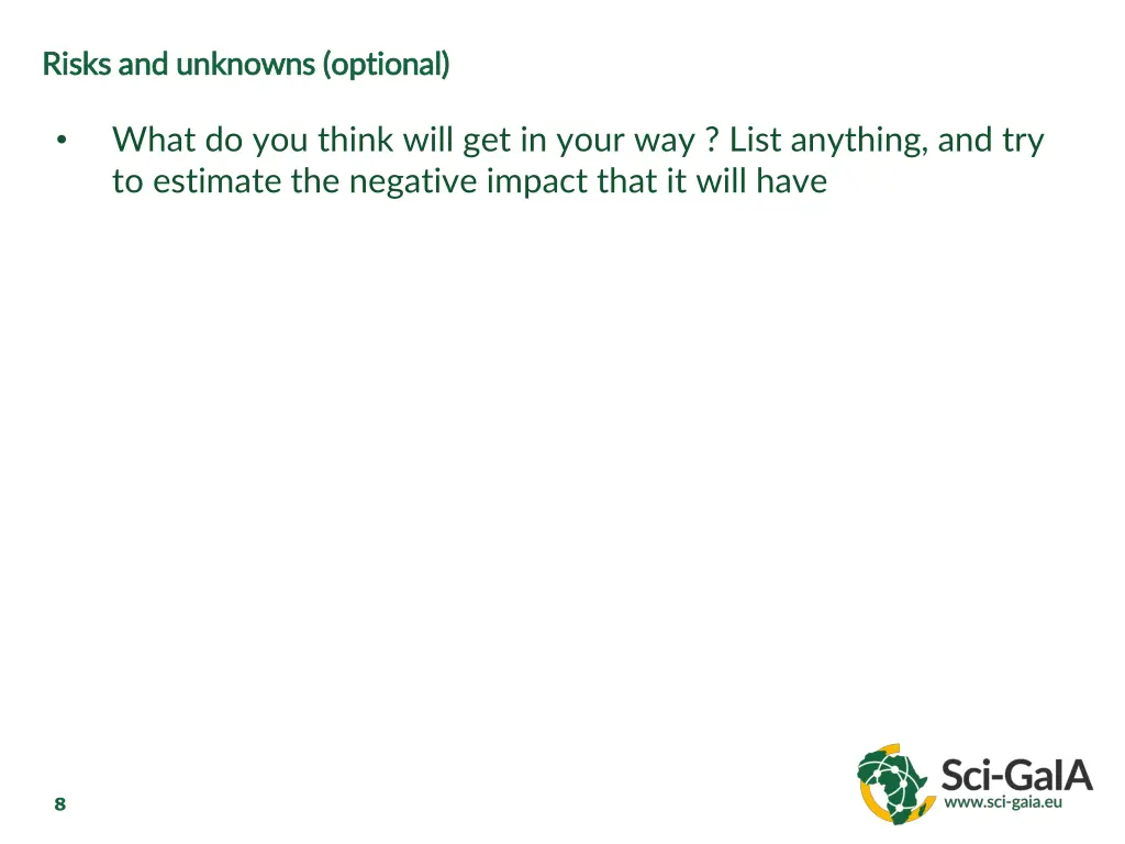 r risks and unknowns optional isks and unknowns