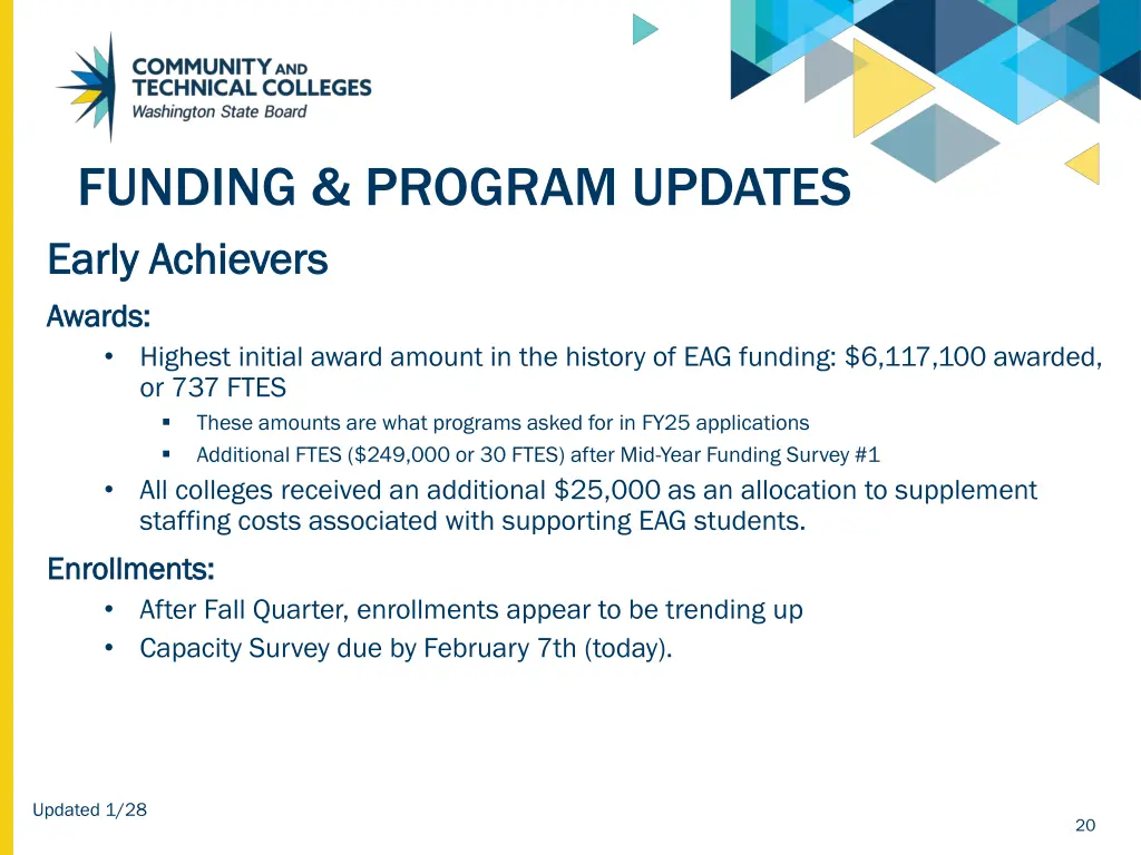 funding program updates early achievers early