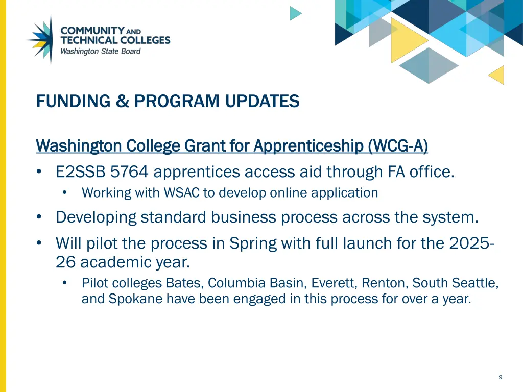 funding program updates