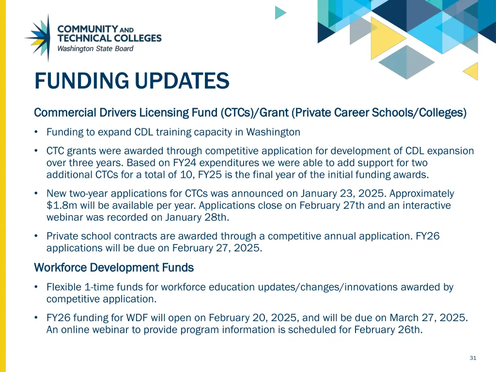 funding updates 1