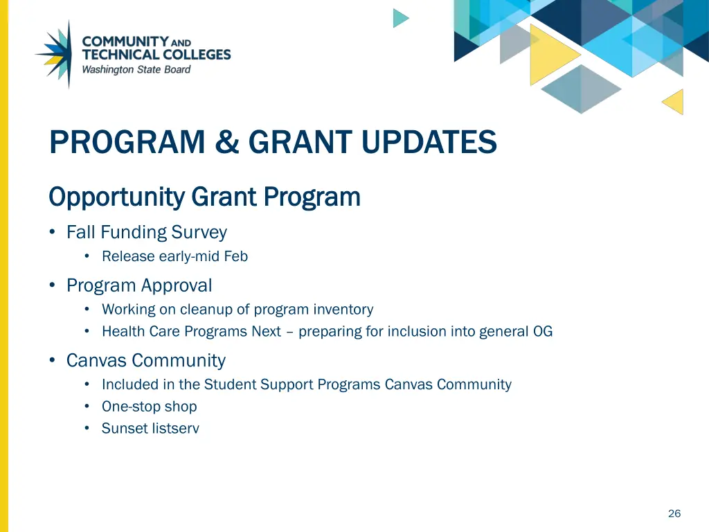 program grant updates 1