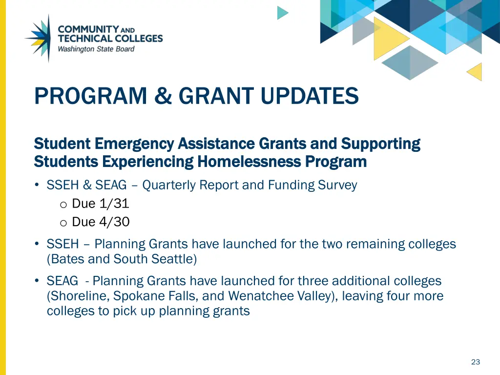 program grant updates