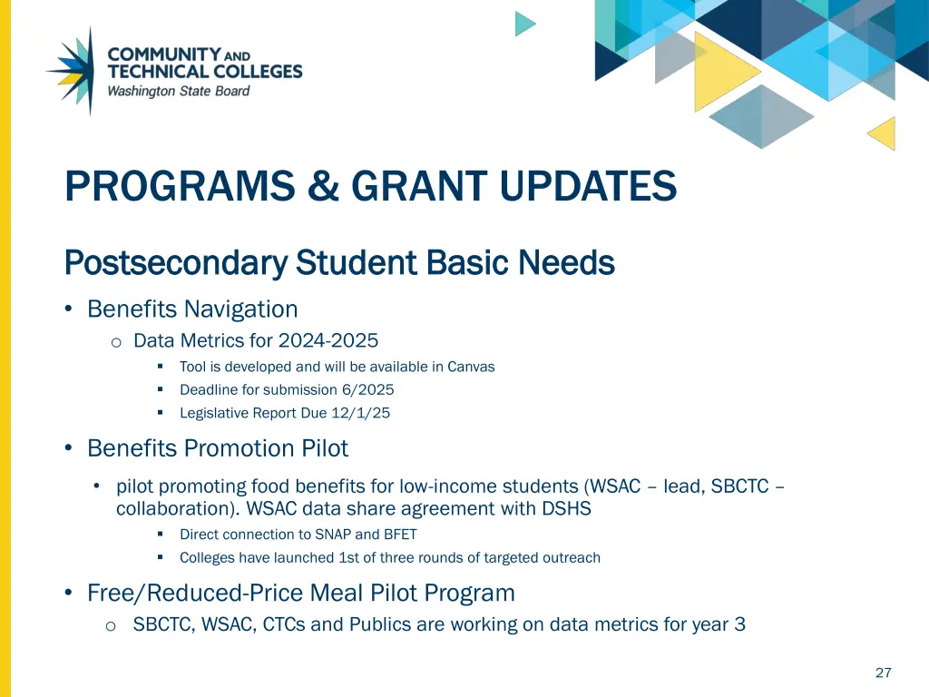 programs grant updates