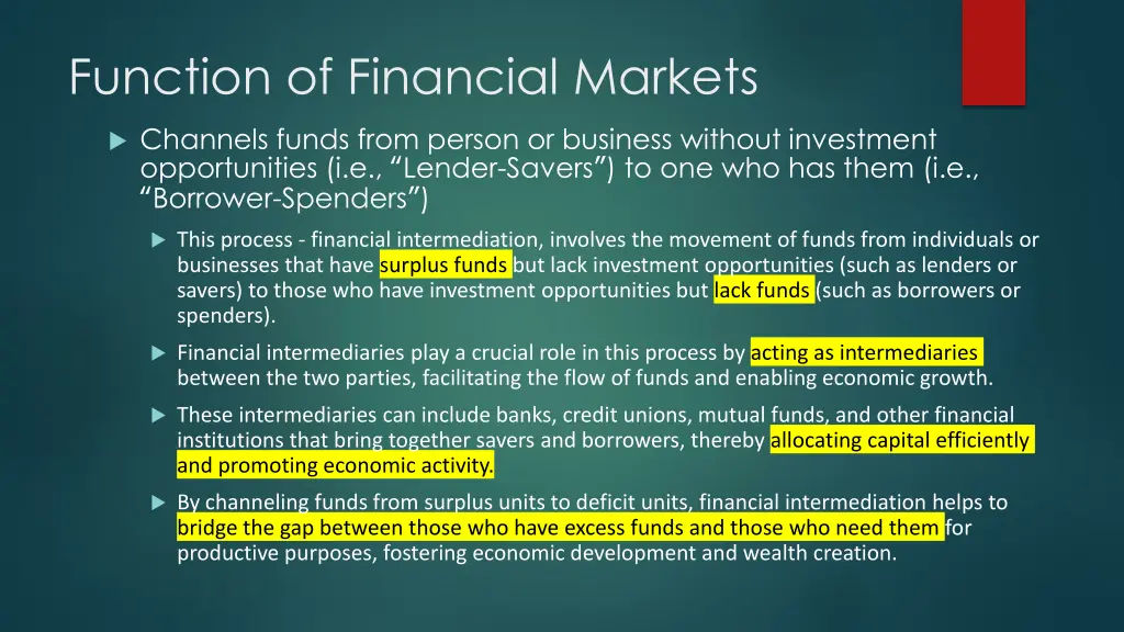 function of financial markets