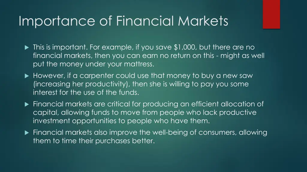 importance of financial markets