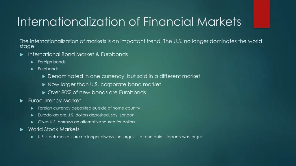 internationalization of financial markets
