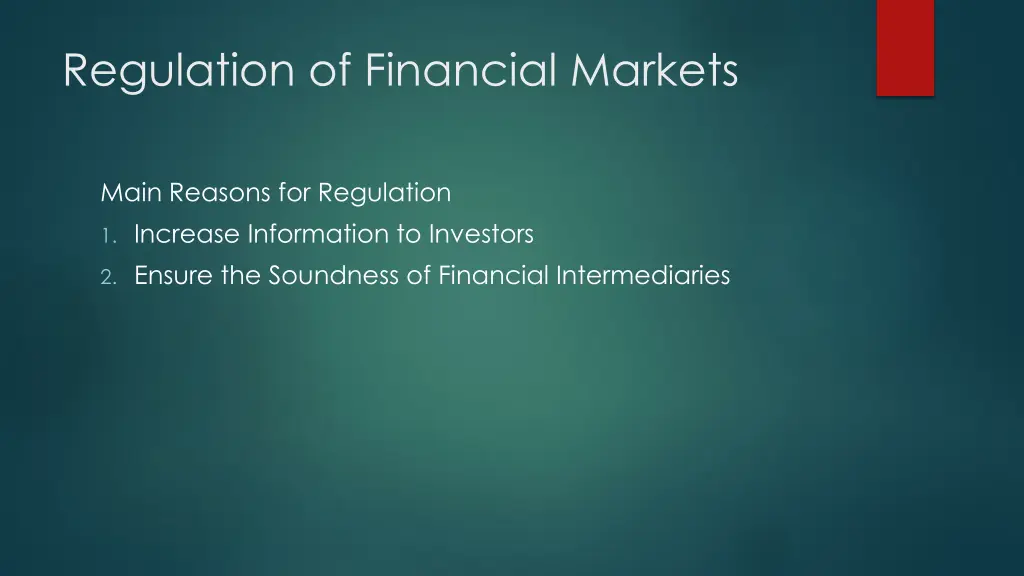 regulation of financial markets