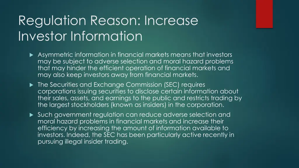 regulation reason increase investor information