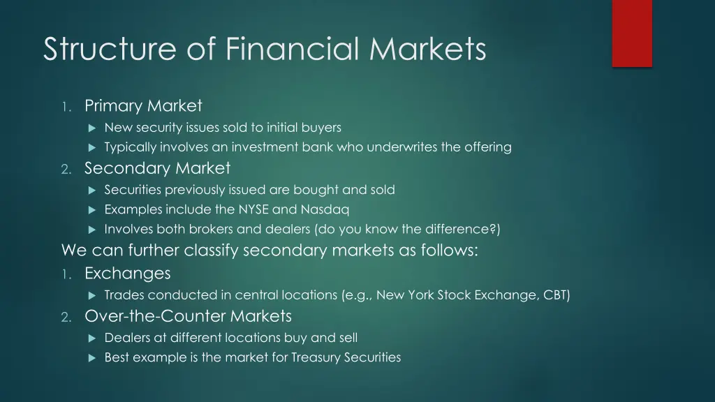 structure of financial markets 1