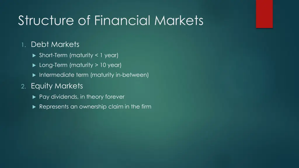 structure of financial markets