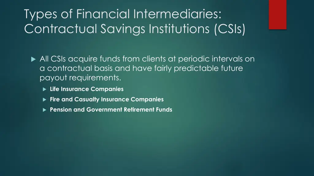 types of financial intermediaries contractual