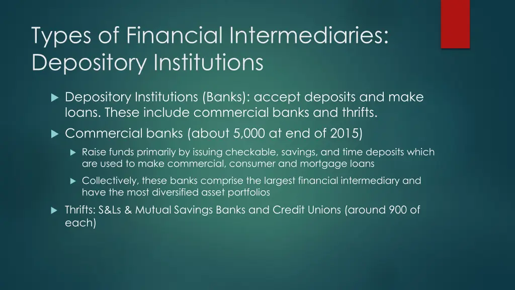 types of financial intermediaries depository