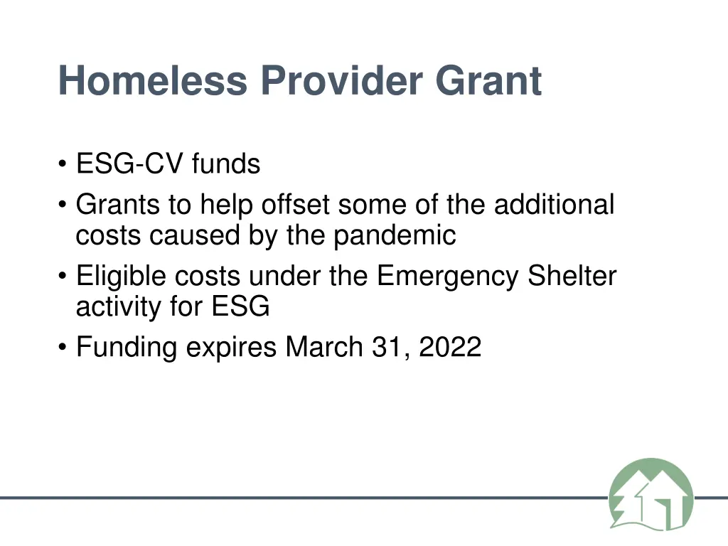 homeless provider grant