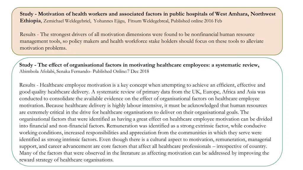 study motivation of health workers and associated