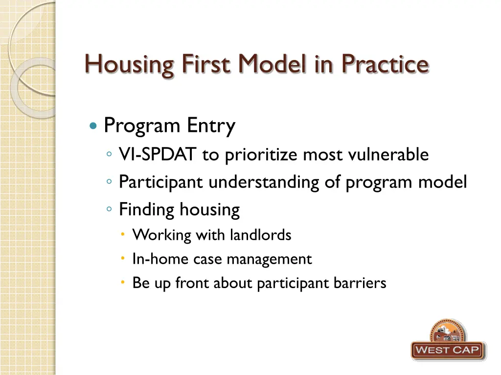 housing first model in practice