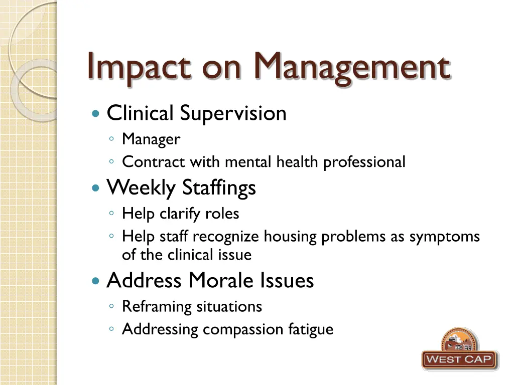 impact on management