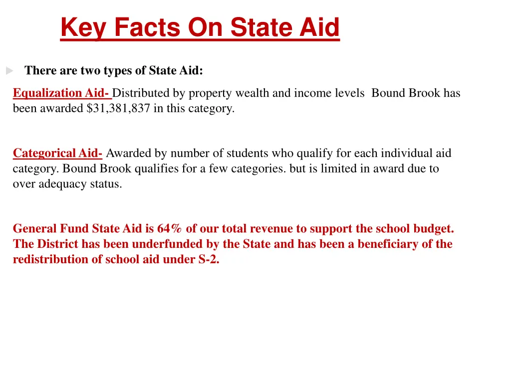 key facts on state aid