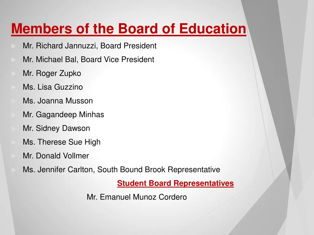 members of the board of education