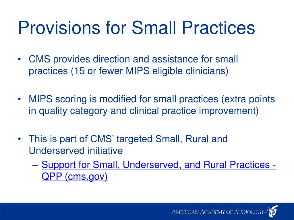 provisions for small practices