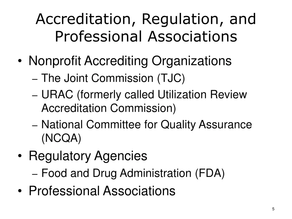 accreditation regulation and professional