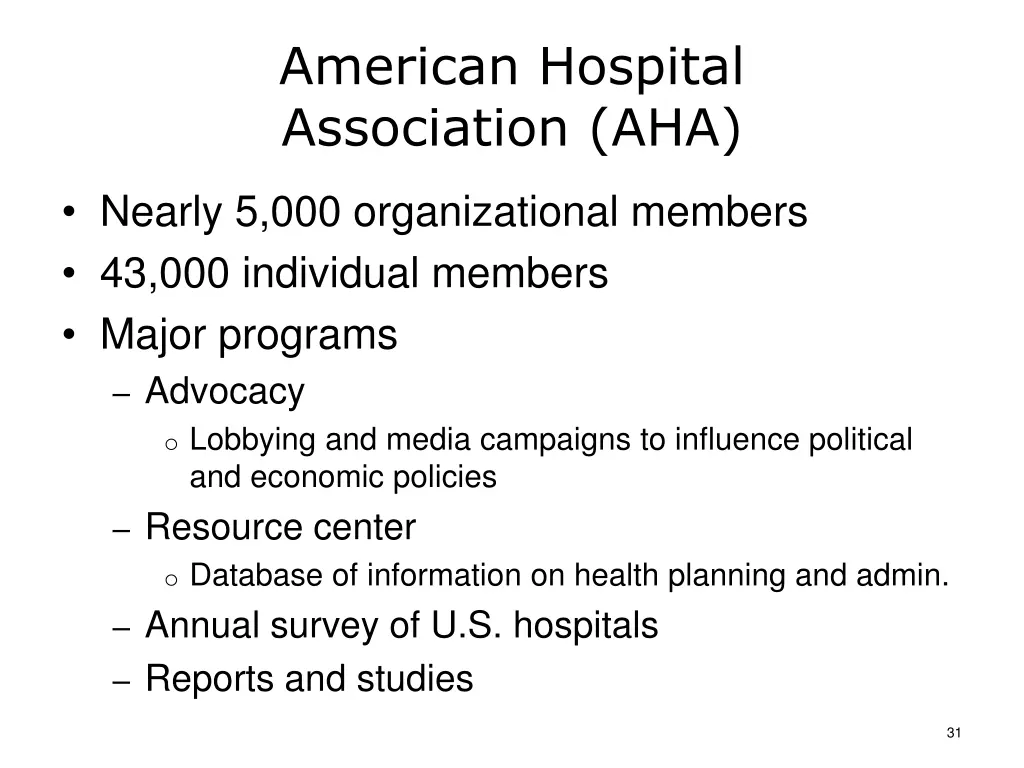 american hospital association aha