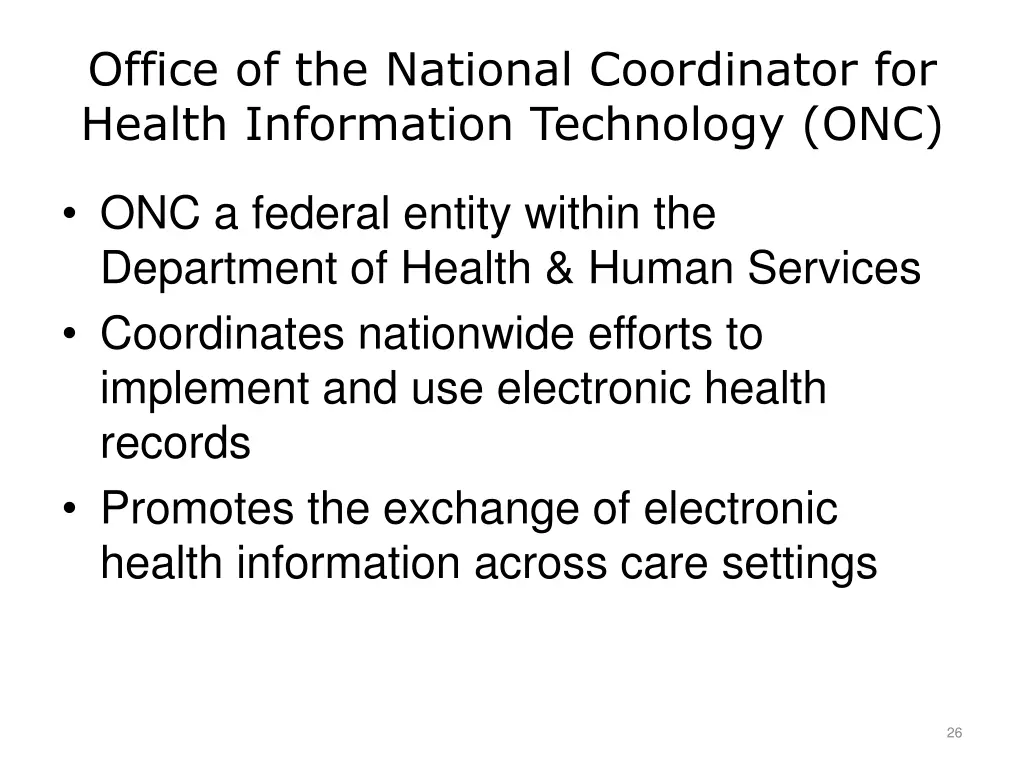 office of the national coordinator for health