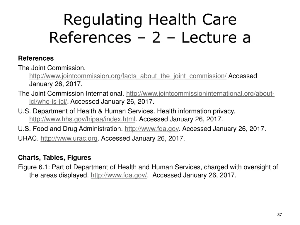 regulating health care references 2 lecture a