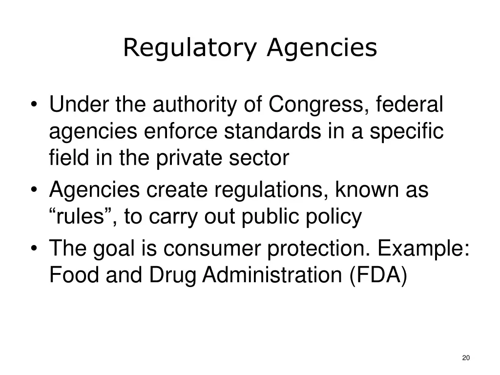 regulatory agencies