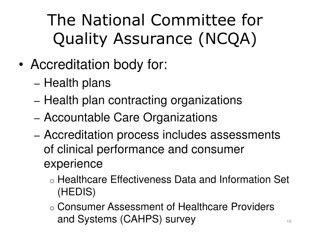 the national committee for quality assurance ncqa