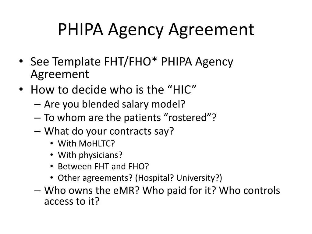 phipa agency agreement