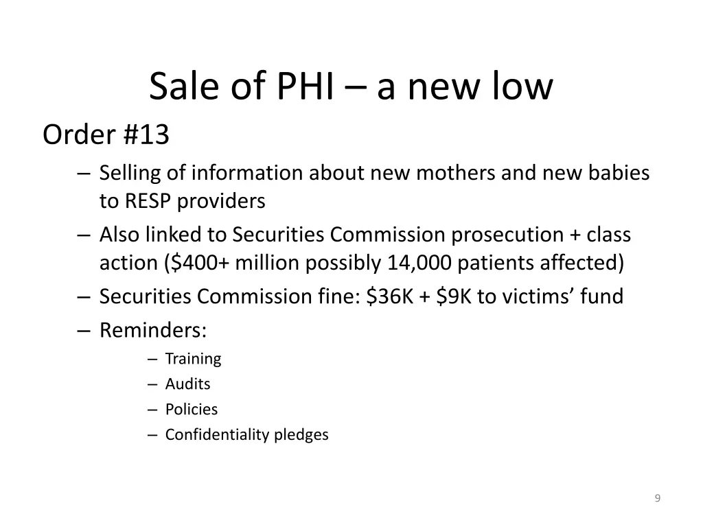 sale of phi a new low order 13 selling