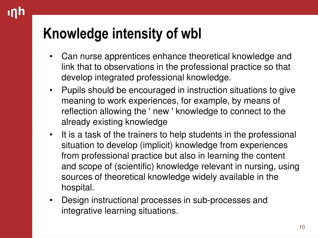 knowledge intensity of wbl