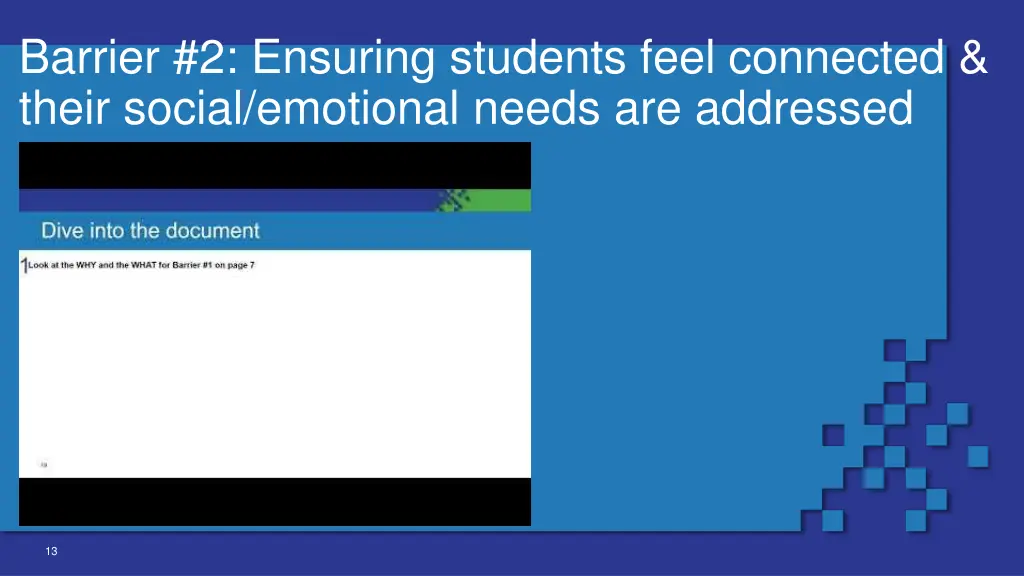 barrier 2 ensuring students feel connected their