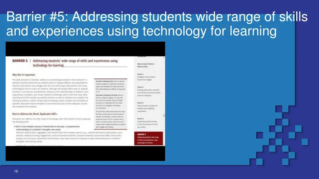 barrier 5 addressing students wide range