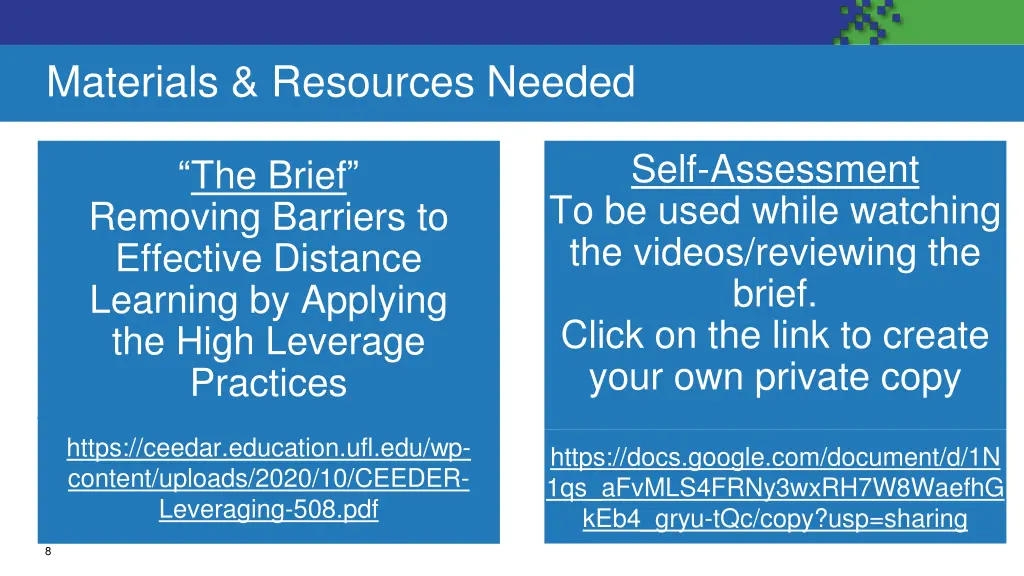 materials resources needed