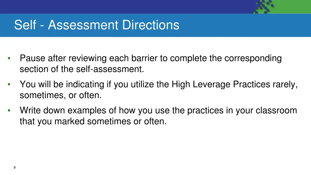 self assessment directions