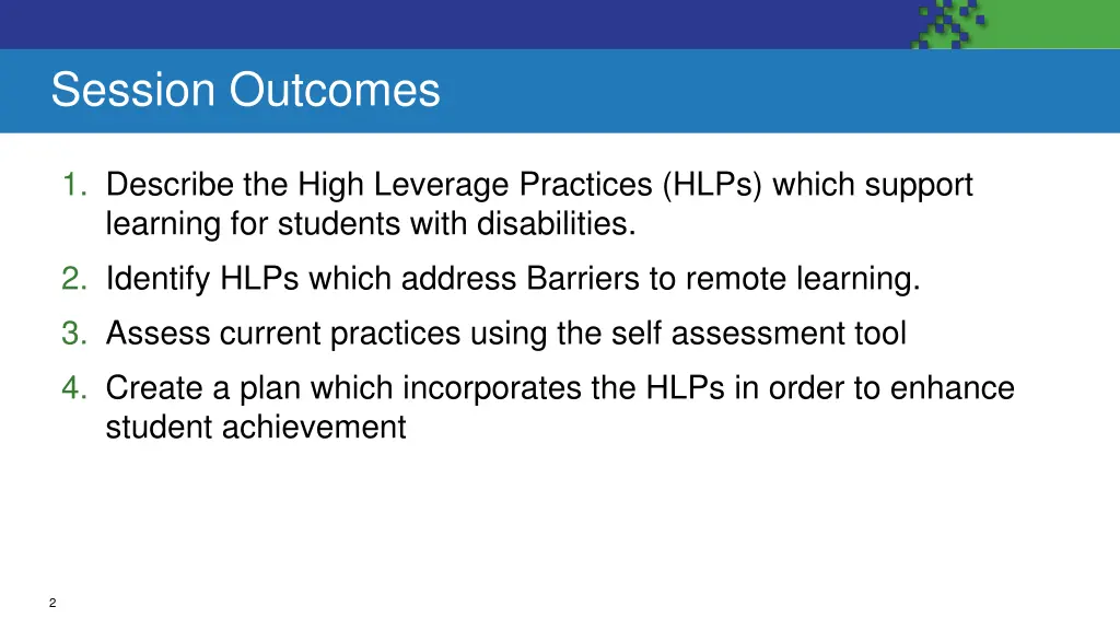 session outcomes