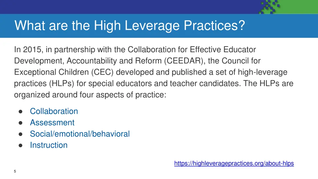 what are the high leverage practices