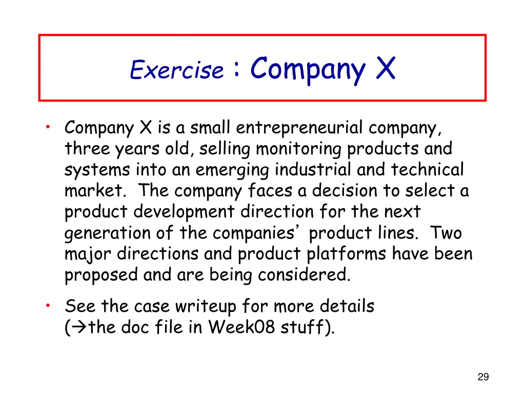 exercise company x