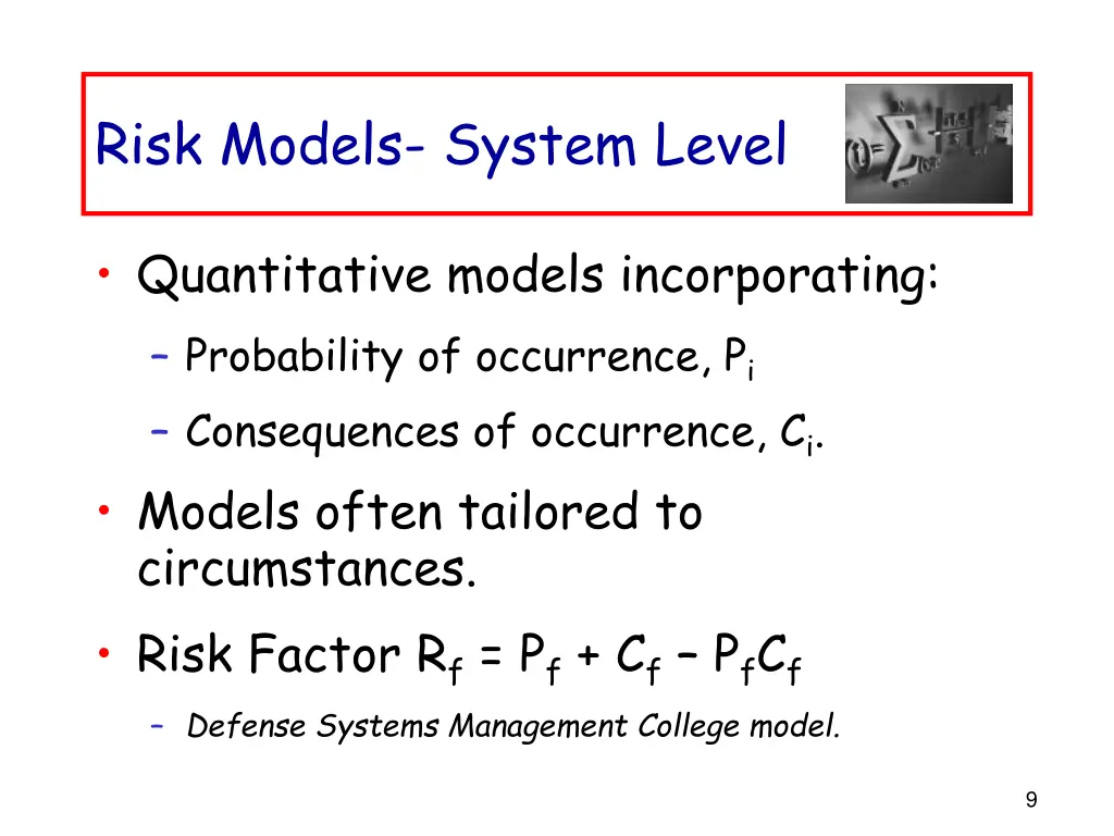 risk models system level
