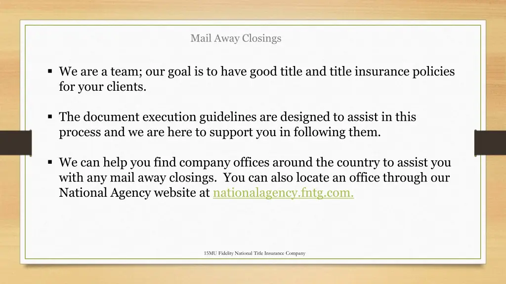 mail away closings 12